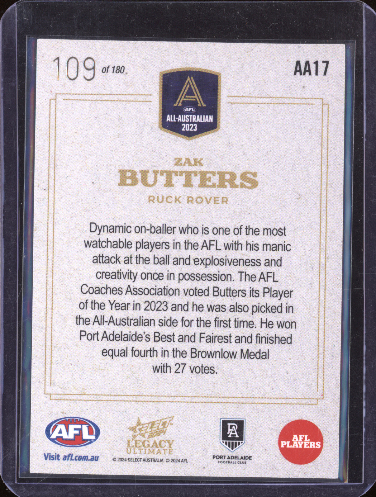 Zak Butters Select Legacy Ultimate AA17 All-Australian 109/180