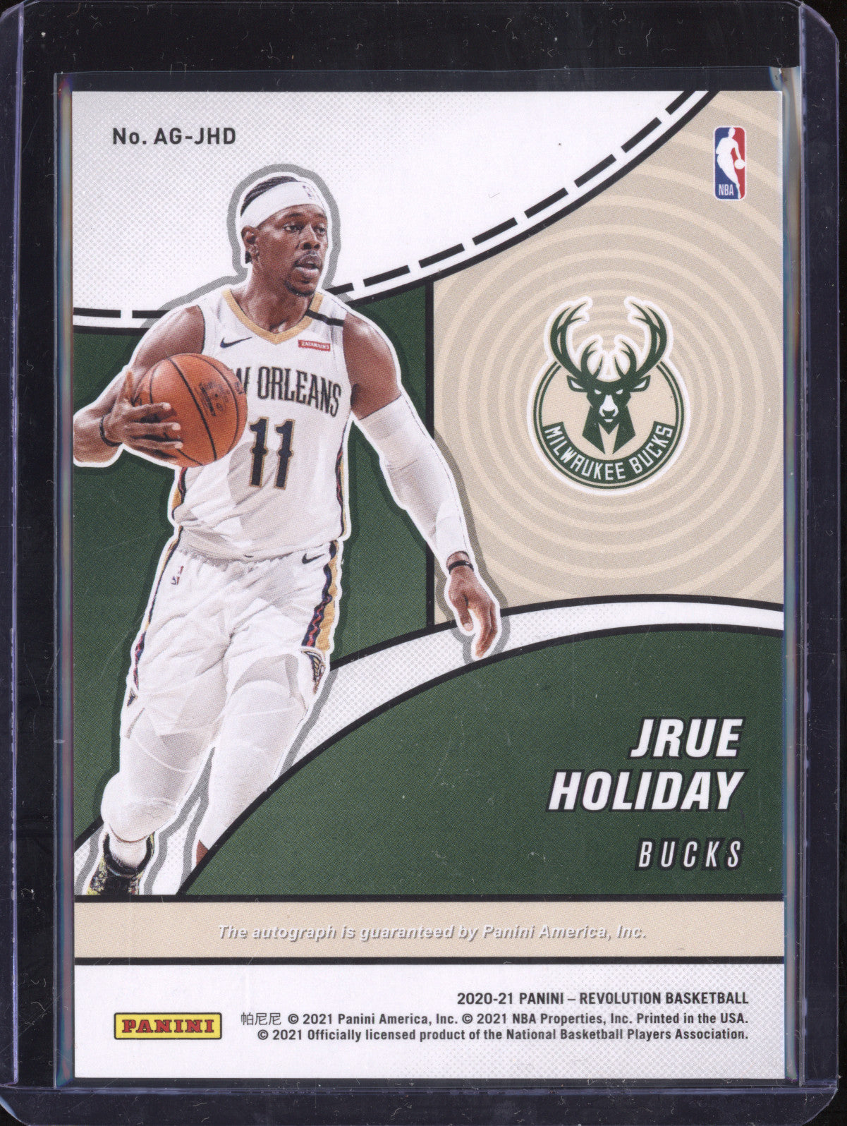 Jrue Holiday 2020-21 Panini Revolution AG-JHD Autograph