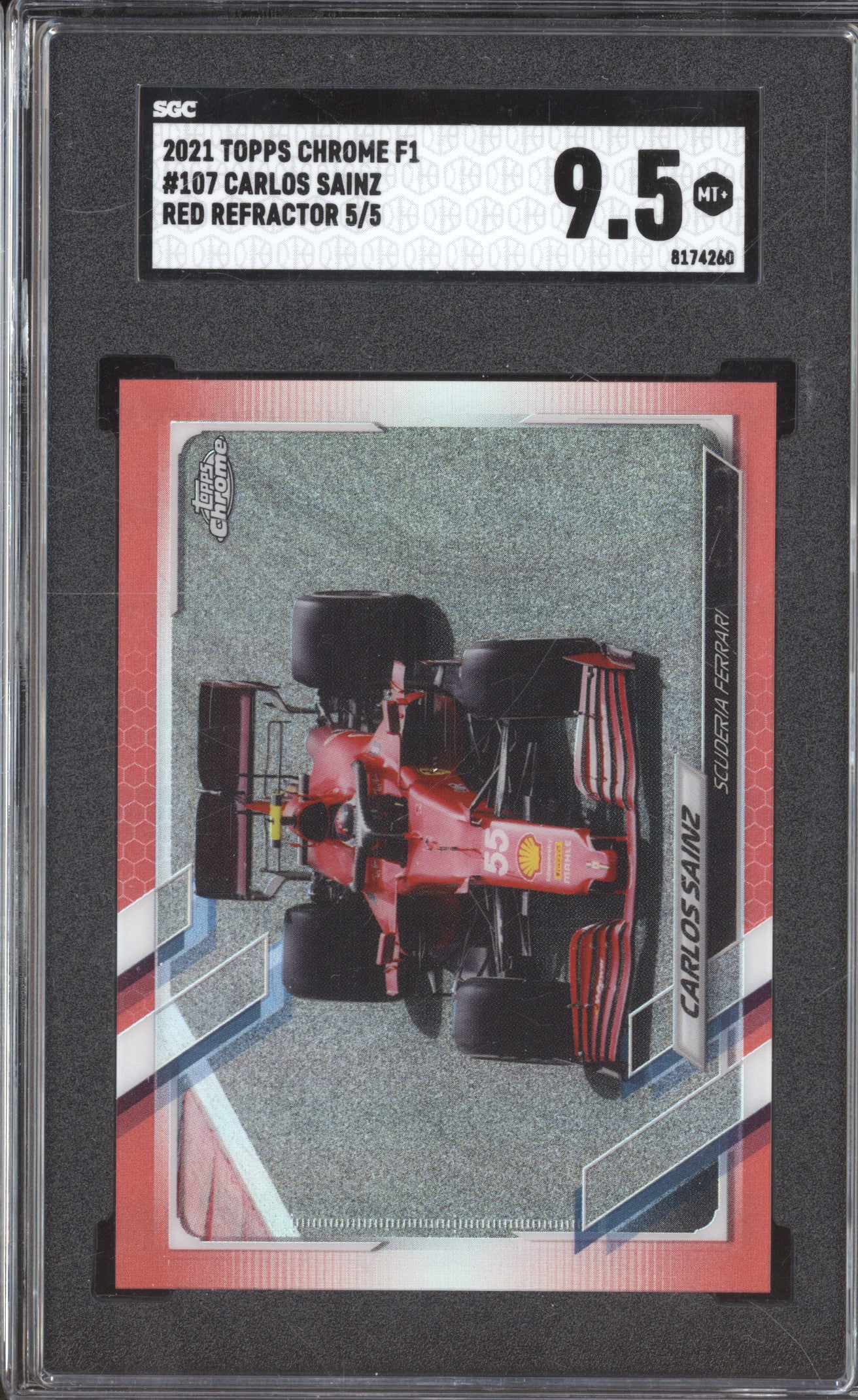 Carlos Sainz 2021 Topps Chrome 107 Red Refractor 5/5 SGC 9.5
