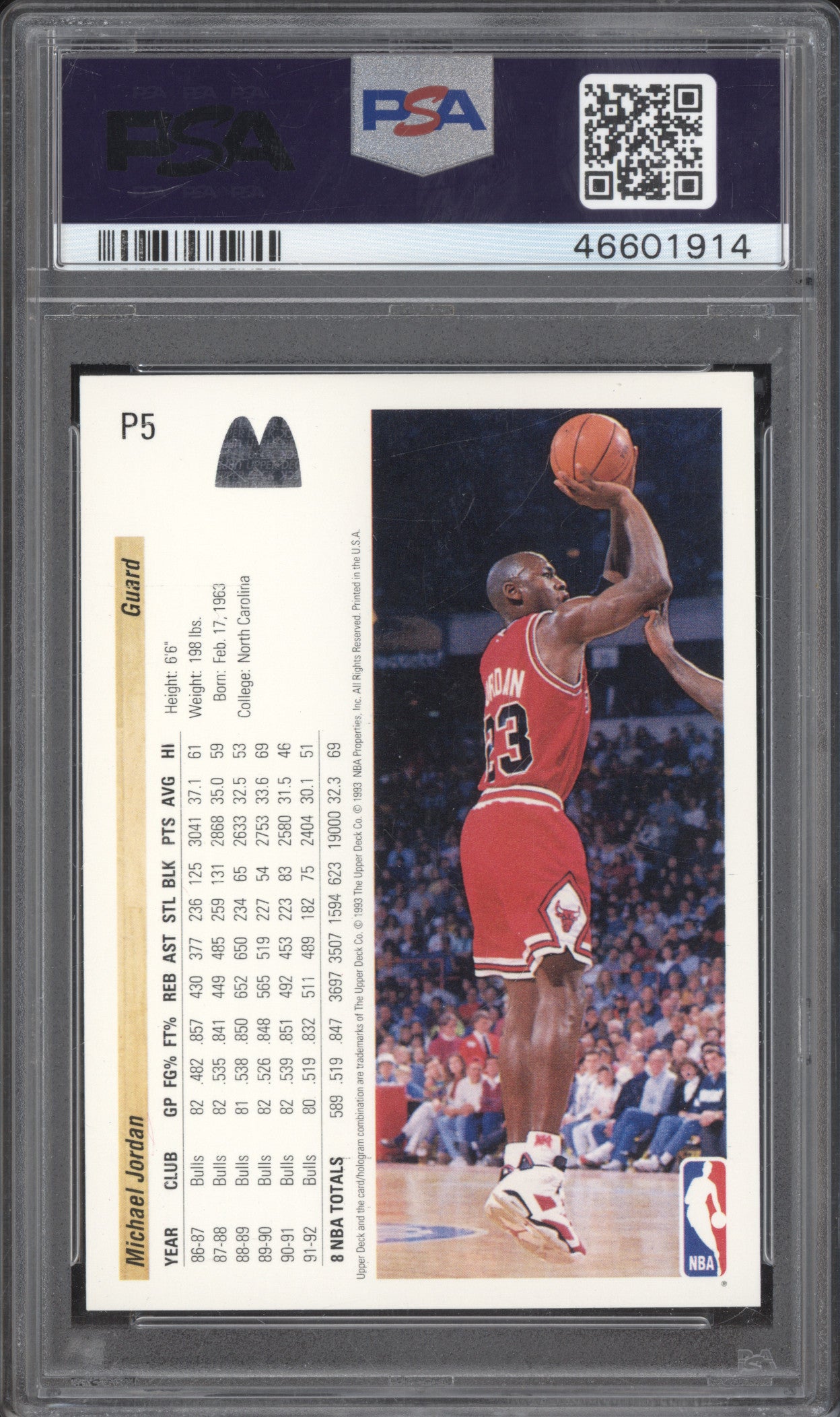 Michael Jordan 1992-93 Upper Deck McDonald's P5 PSA 9