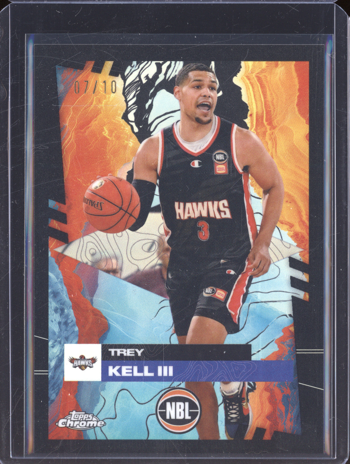 Trey Kell III 2024 Topps Chrome NBL 37 Black Refractor 07/10