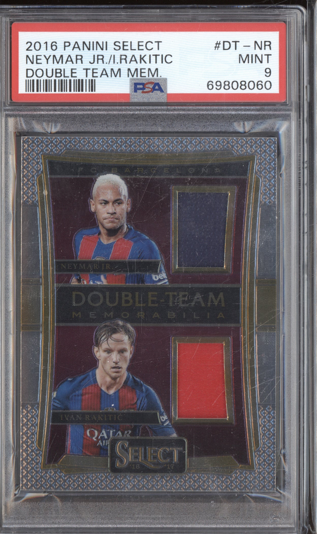 2016 Panini Select DT-NR Neymar Jr., Ivan Rakitic Double Team Memorabilia PSA 9