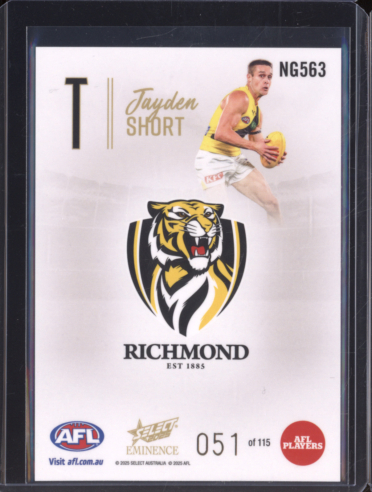 2025 AFL Select Eminence Nameplate NG563 Jayden Short 051/115
