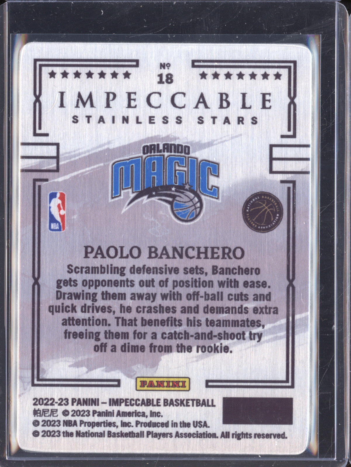 Paolo Banchero 2022-23 Panini Impeccable 18 Stainless Stars Asia Red RC