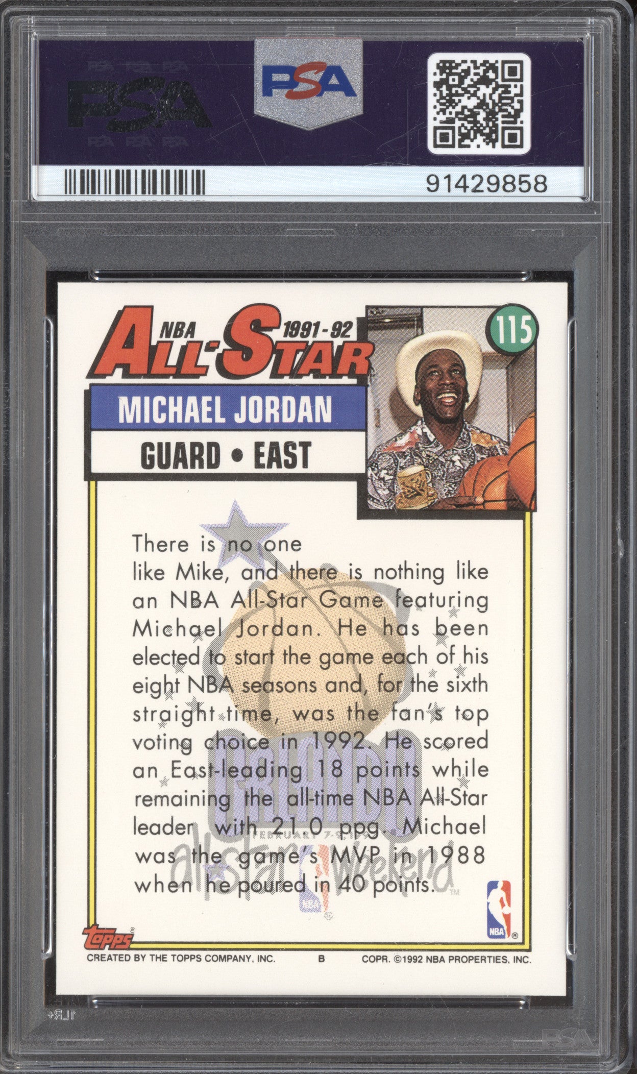 Michael Jordan 1992 Topps 115 PSA 10