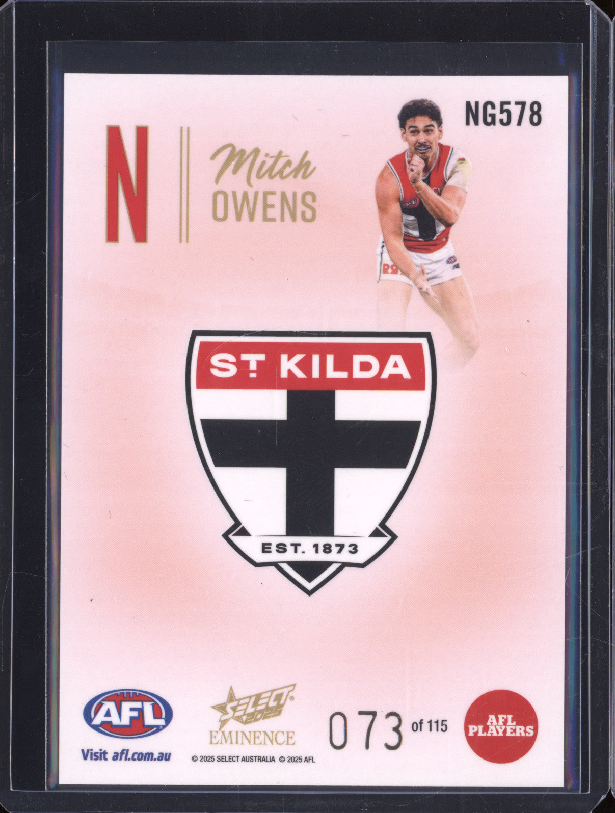 2025 AFL Select Eminence Nameplate NG578 Mitch Owens 073/115