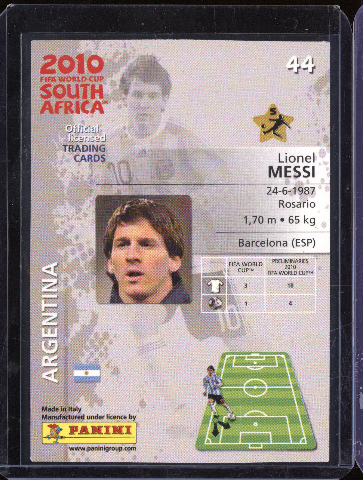 Lionel Messi 2010 Panini Fifa World Cup 44 Premium
