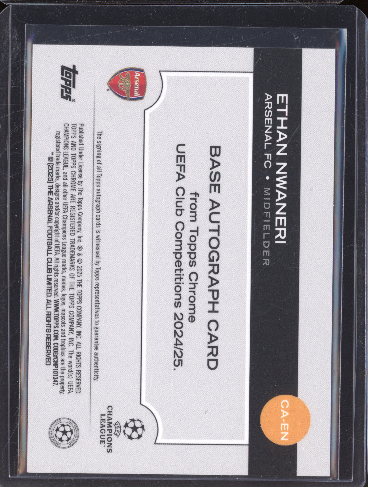 2024-25 Topps Chrome Champions League CA-EN Ethan Nwaneri Auto RC