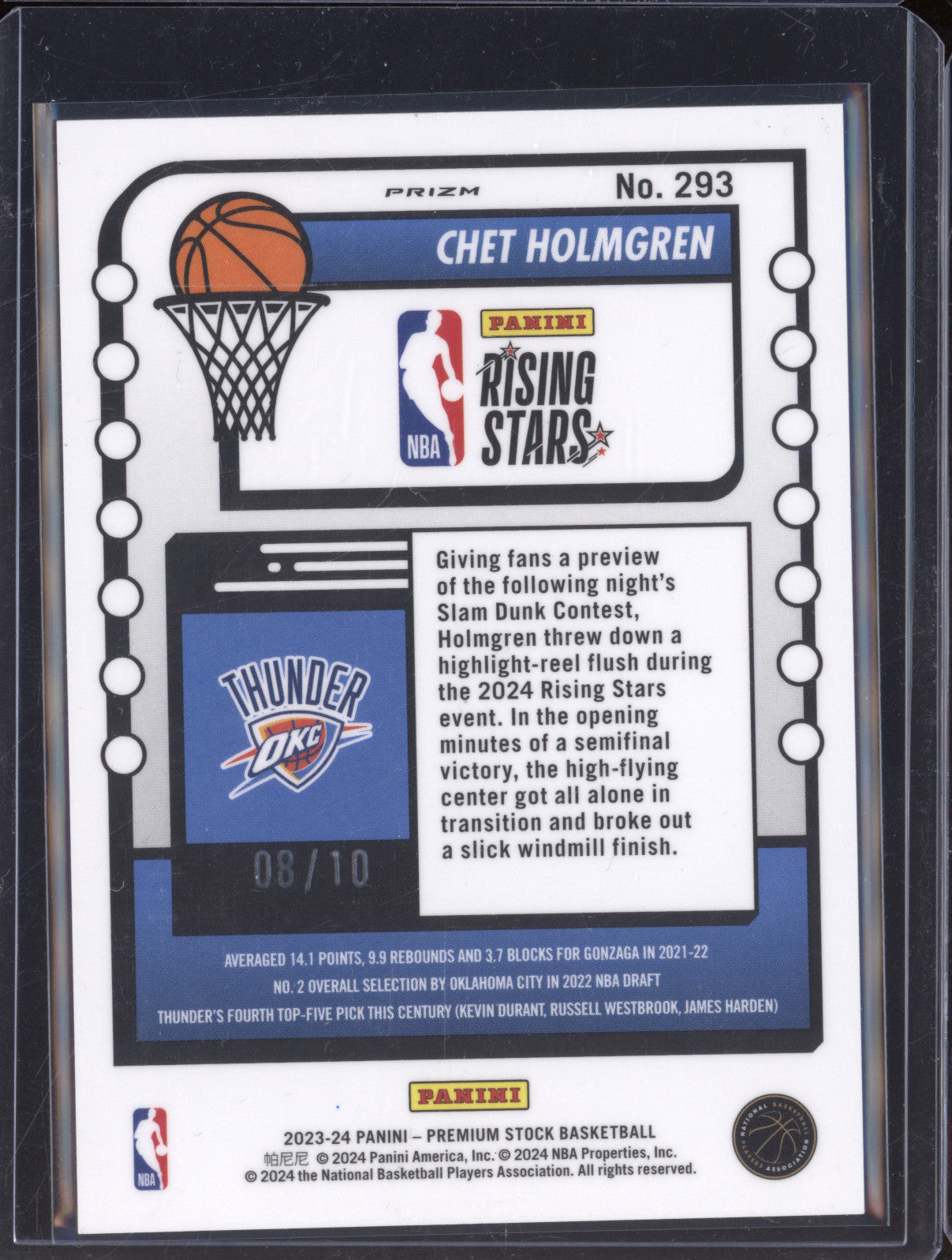 Chet Holmgren 2023-24 Panini Hoops 293 Rising Stars Gold Ice 8/10