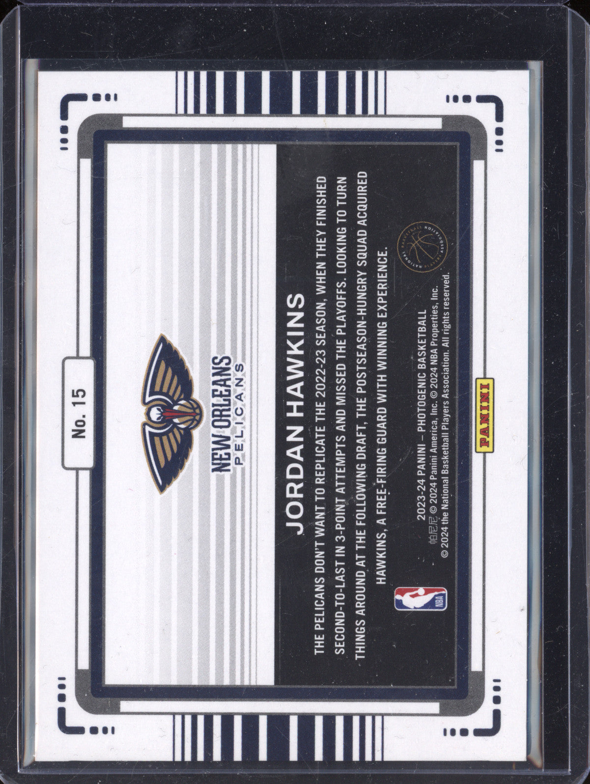 Jordan Hawkins 2023-24 Panini Photogenic 15 Mirrored RC