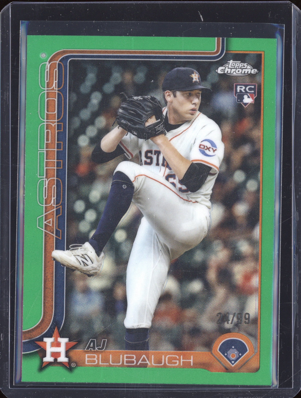 AJ Blubaugh 2025 Topps Chrome Update USC163 Green Refractor /99 RC