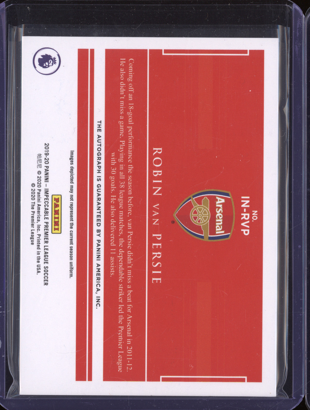 Robin Van Persie 2019-20 Panini Impeccable IN-RVP Indelible Ink 04/50