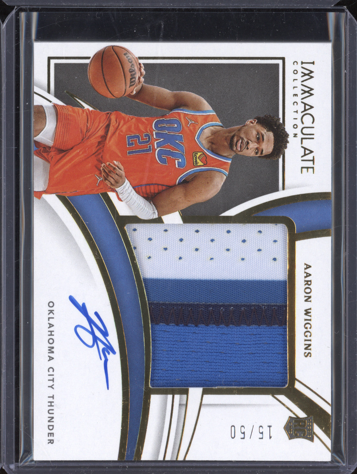 Aaron Wiggins 2021-22 Panini Immaculate PPA-AAW Premium Patch Auto RC 15/50