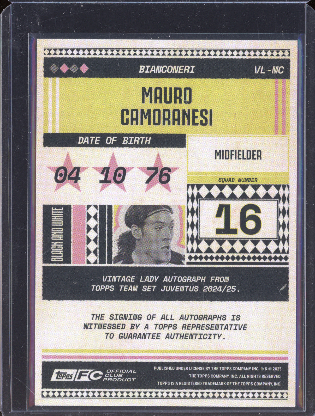 Mauro Camoranesi 2024-25 Topps Team Set Juventus FC VL-MC Vintage Lady Auto