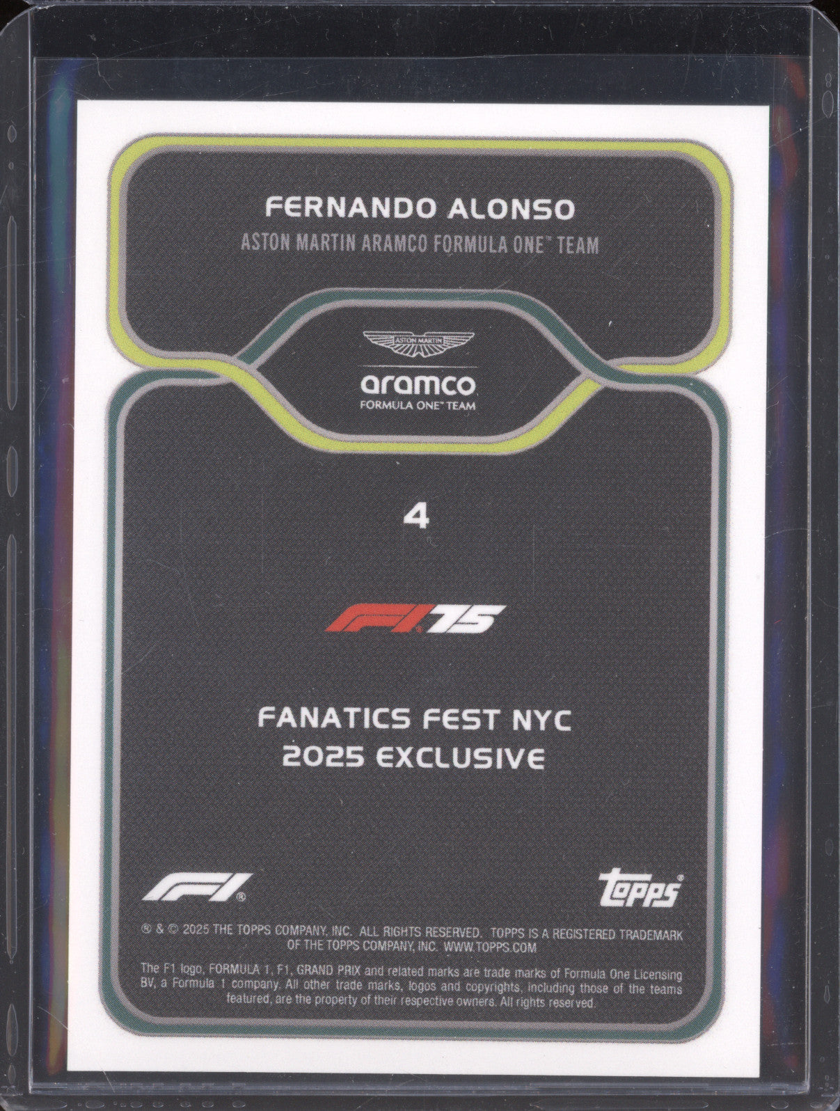 Fernando Alonso 2025 Topps Fanatics Fest NYC 4 Statue of Liberty Green 8/15