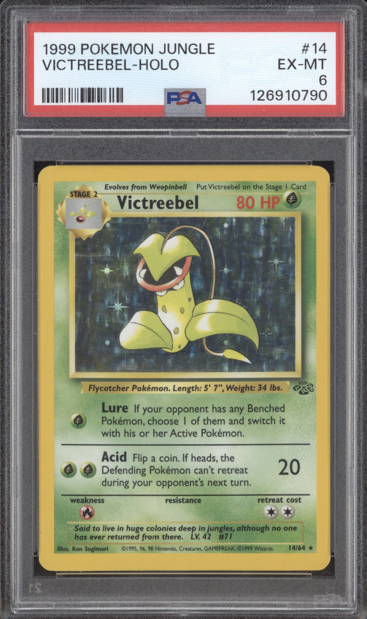 1999 Pokemon Jungle 14/64 Victreebel Holo PSA 6