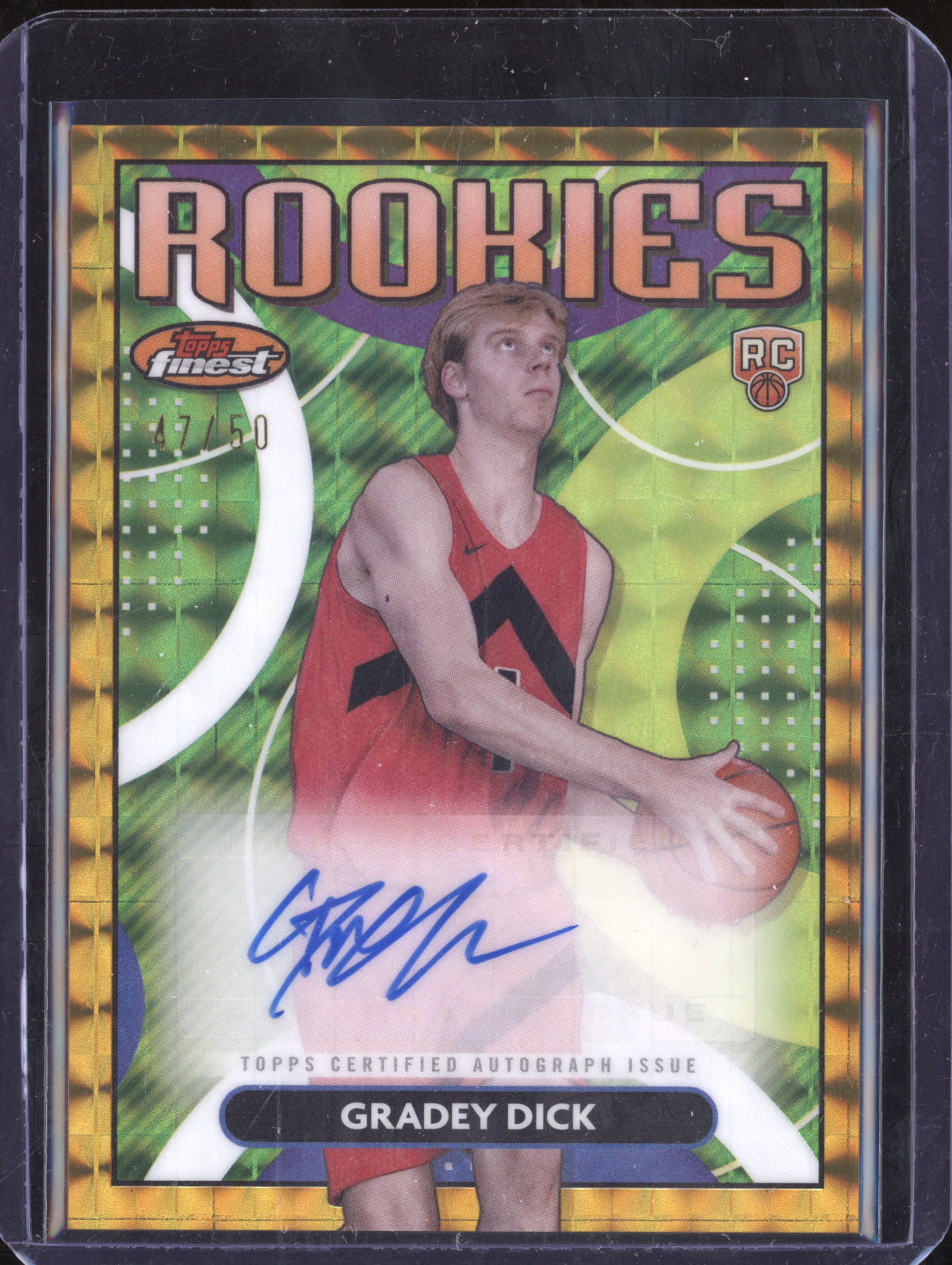 Gradey Dick 2023-24 Topps Finest RFA-GD Rookie Auto Gold Geometric RC 47/50