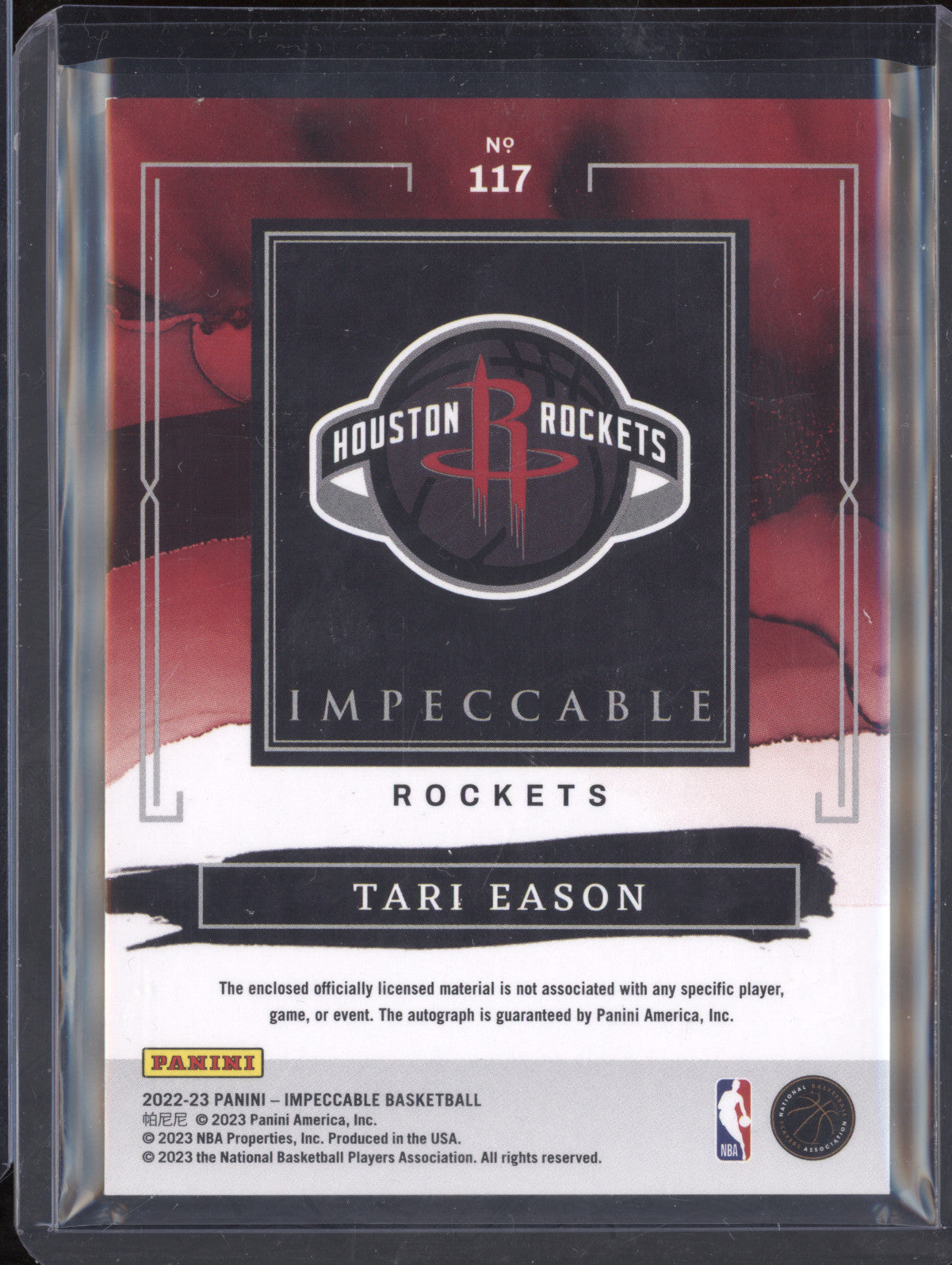 Tari Eason 2022-23 Panini Impeccable 117 Rookie Jersey Auto Asia RC 56/88