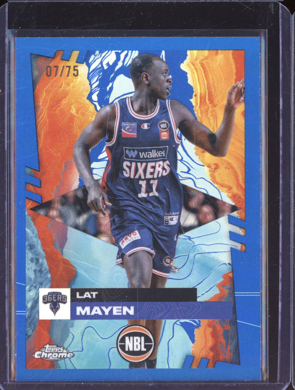 Lat Mayen 2024 Topps Chrome NBL 7 Blue Refractor 7/75