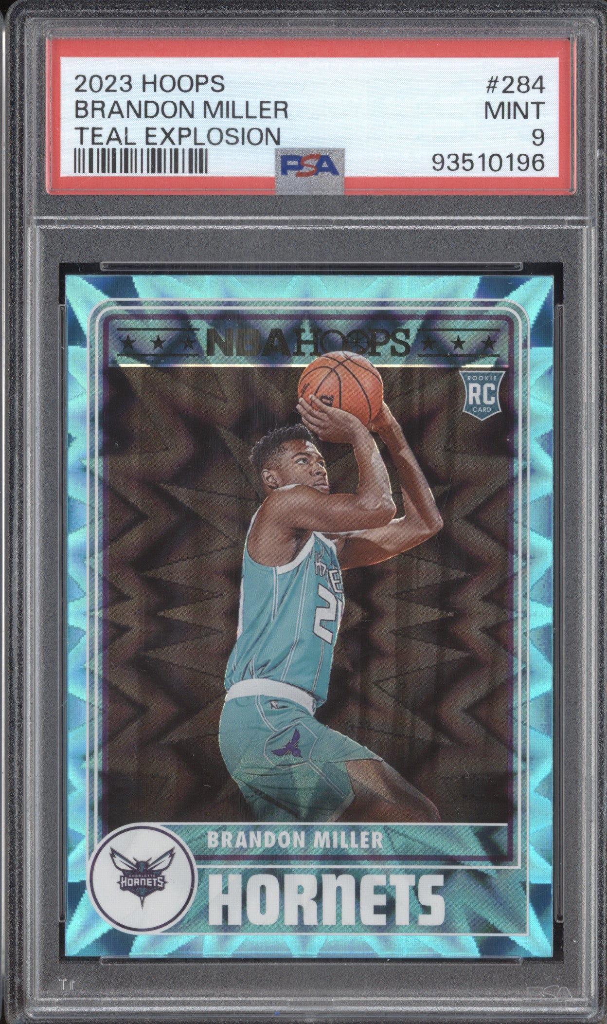 Brandon Miller 2023-24 Panini Hoops 284 Teal Explosion RC PSA 9