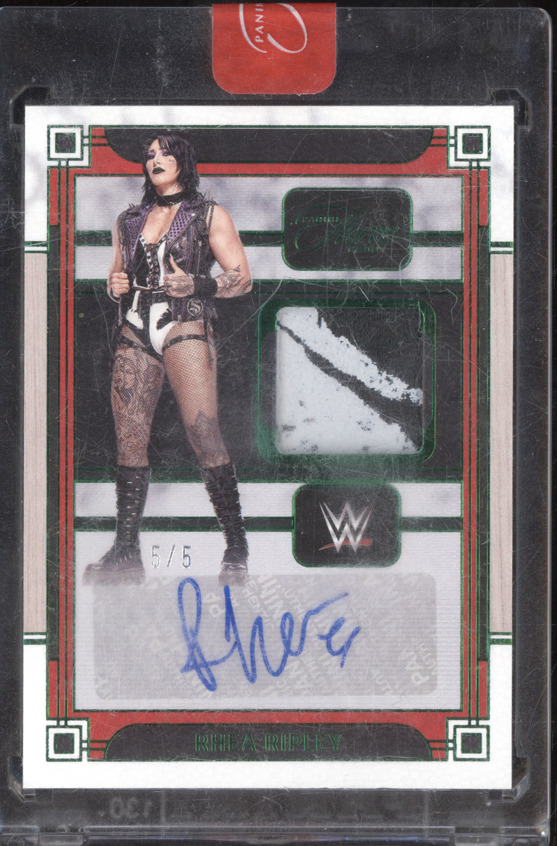 Rhea Ripley 2024 Panini Three Count MA-RRP Memorabilia Auto Green 5/5