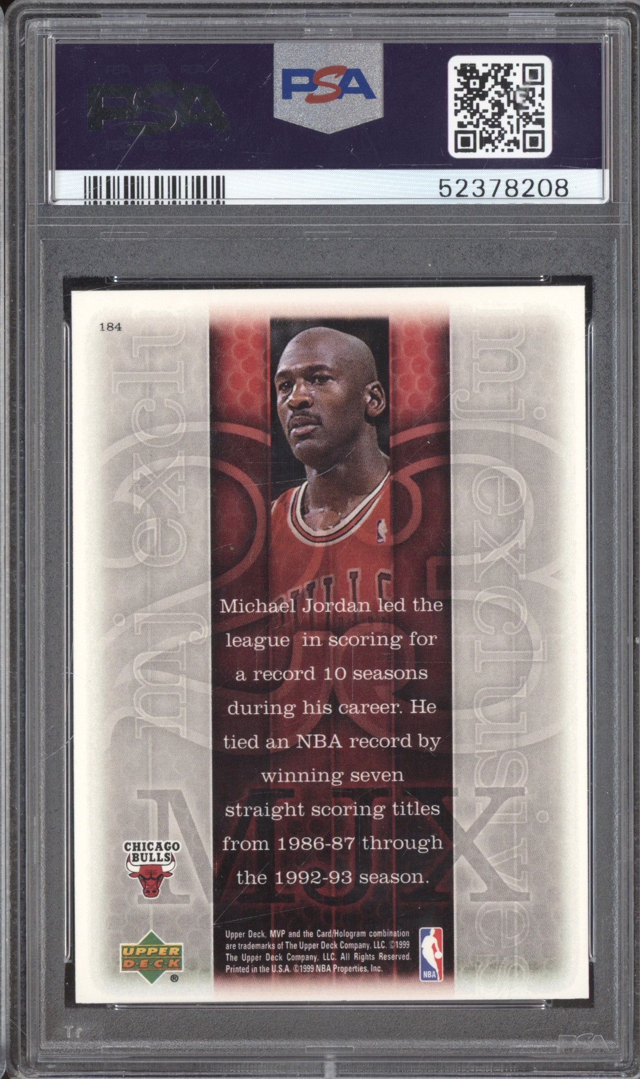 1999 Upper Deck MVP 184 Michael Jordan PSA 9