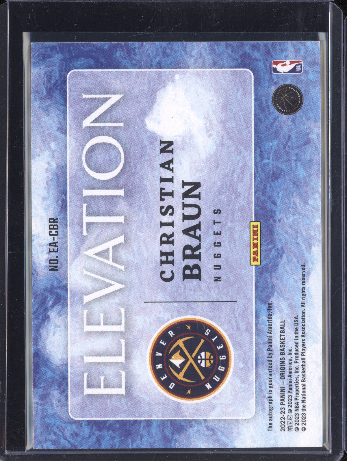 Christian Braun 2022-23 Panini Origins EA-CBR Elevation Auto RC 67/99