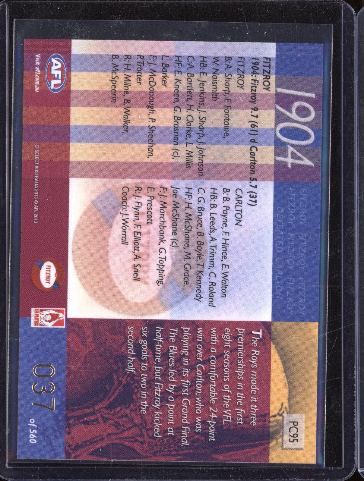 Fitzroy 2013 Select Prime PC95 AFL/VFL Premiership 37/560