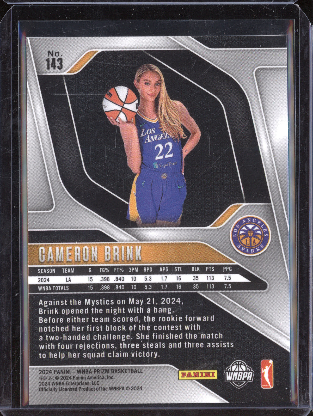 Cameron Brink 2024 Panini WNBA Prizm 143 RC