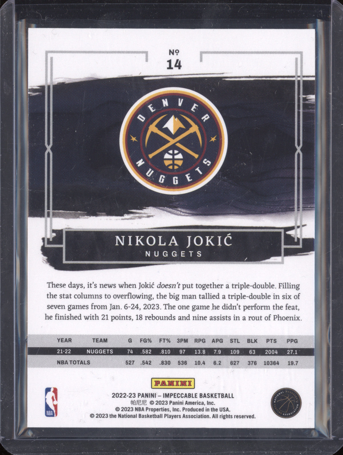 Nikola Jokic 2022-23 Panini Impeccable 14 Red