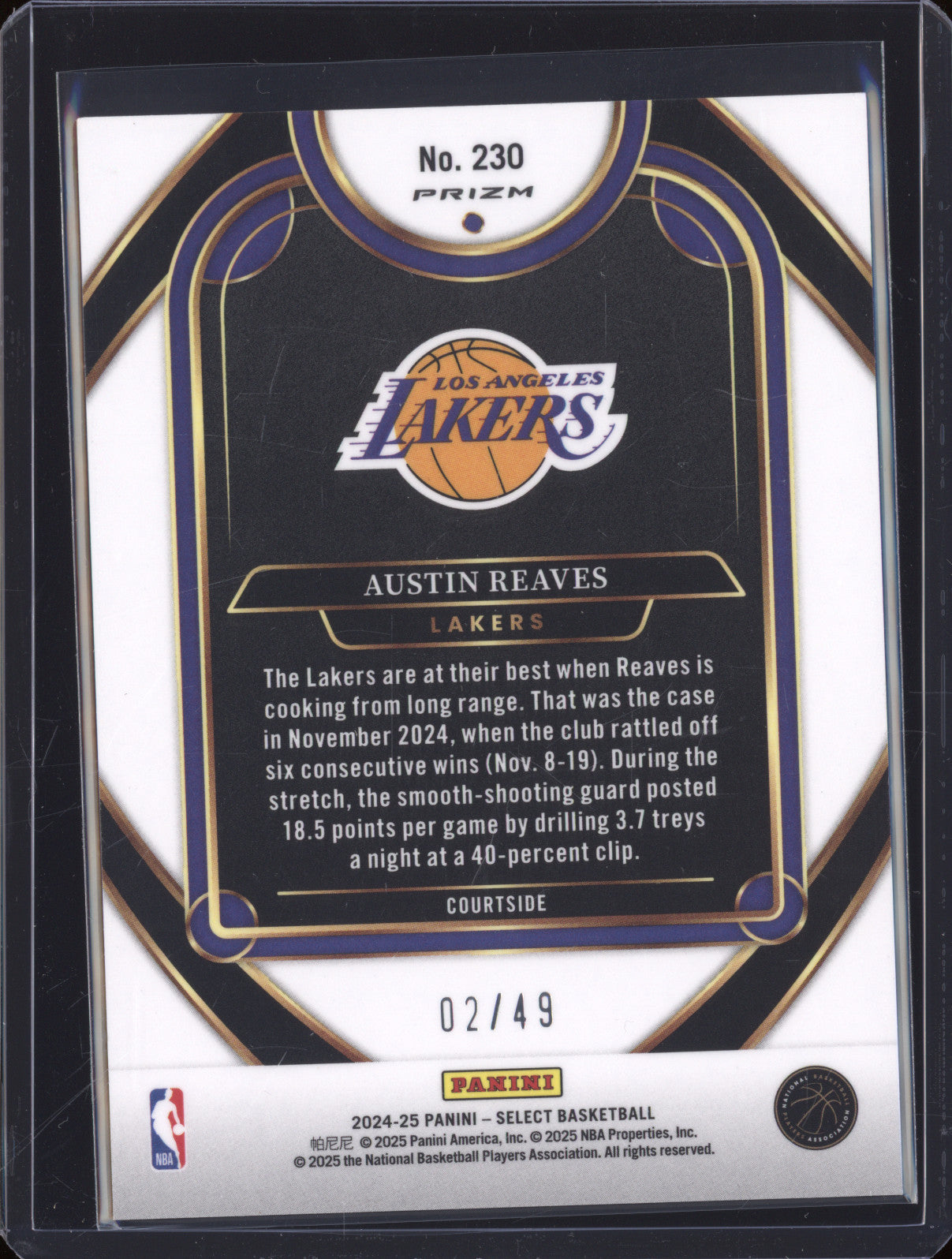 2024 Panini Select 230 Austin Reaves Teal White Pink Prizm /49