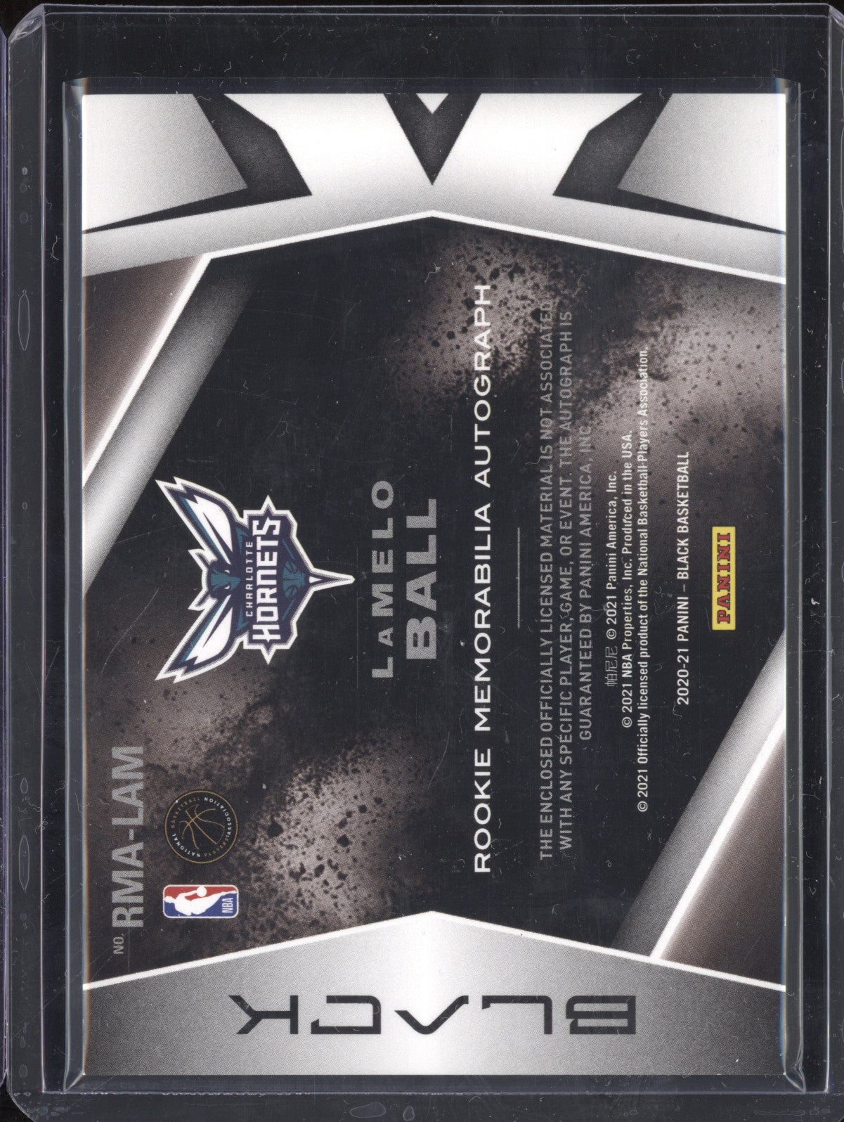 LaMelo Ball 2020-21 Panini Black RMA-LAM Rookie Memorabilia Auto RC 17/49