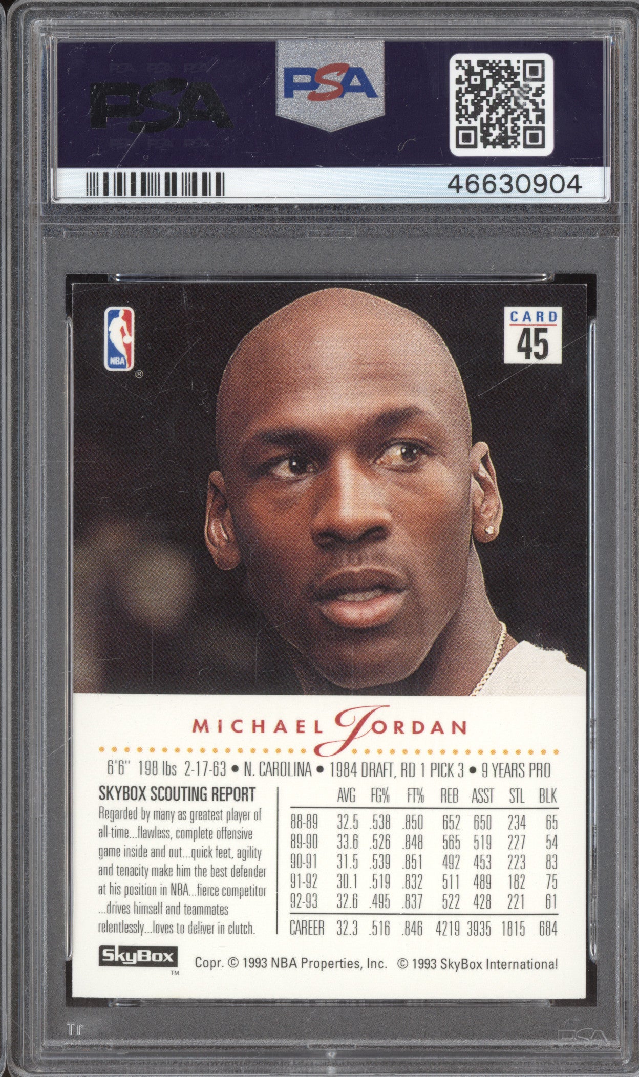 1993 Skybox Premium 45 Michael Jordan PSA 9