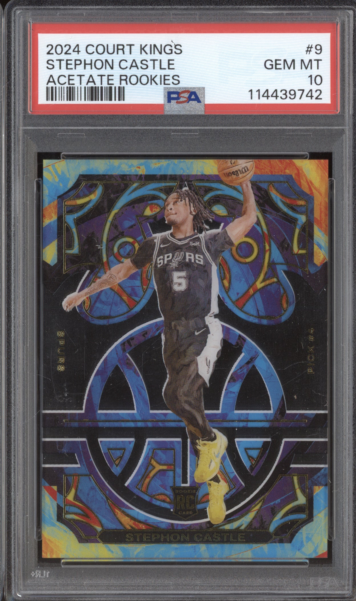 Stephon Castle 2024-25 Panini Court Kings 9 Acetate Rookies RC PSA 10