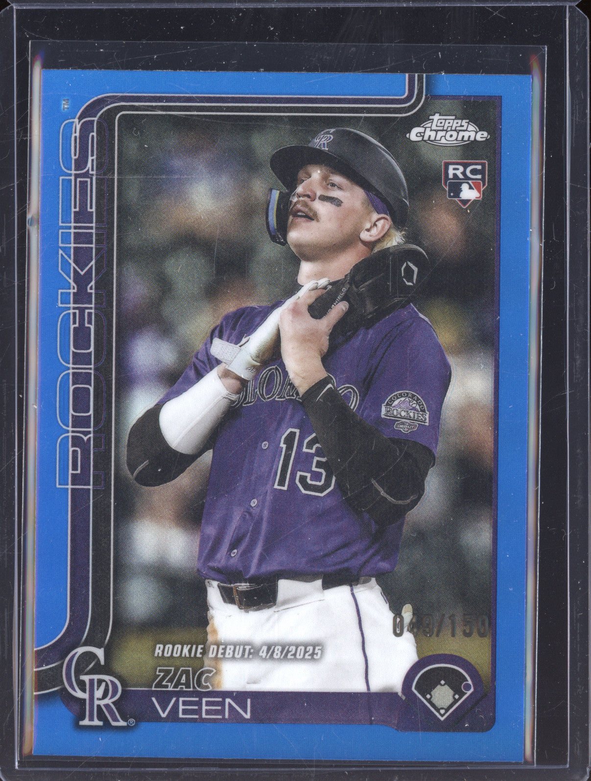 Zac Veen 2025 Topps Chrome Update USC186 Blue Refractor RC /150