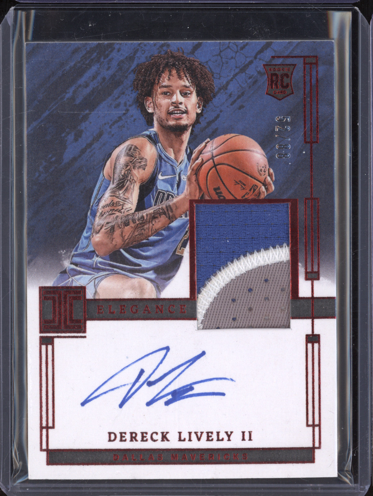 Dereck Lively II 2023-24 Panini Impeccable 105 Rookie Jersey Auto Int RC 52/88