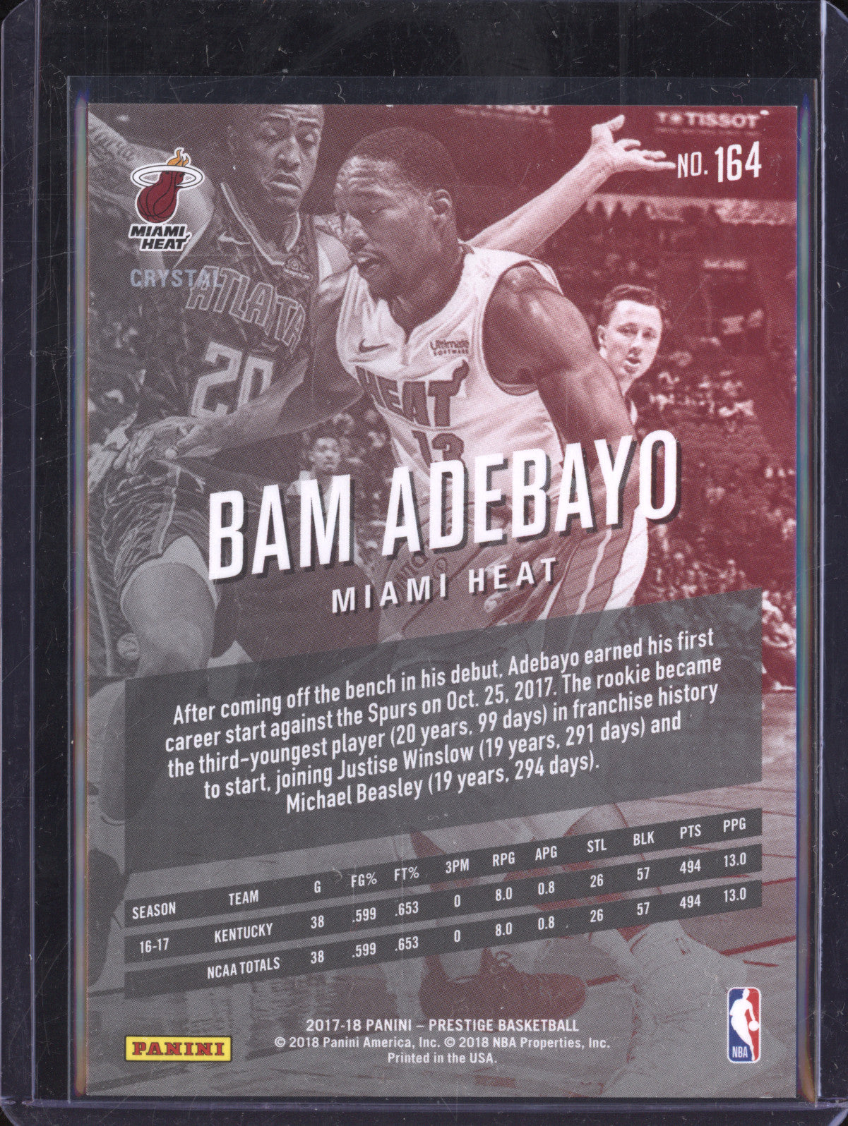 Bam Adebayo 2017-18 Panini Prestige 164 RC 9/10
