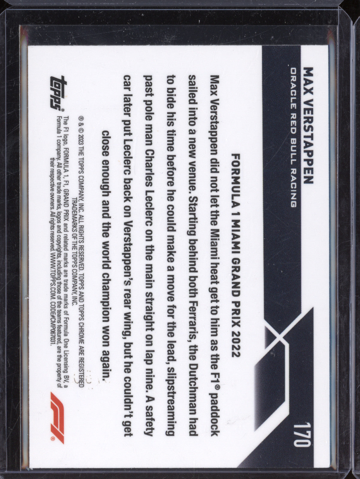 Max Verstappen 2023 Topps Chrome 170 Gold Checker Flag 32/50