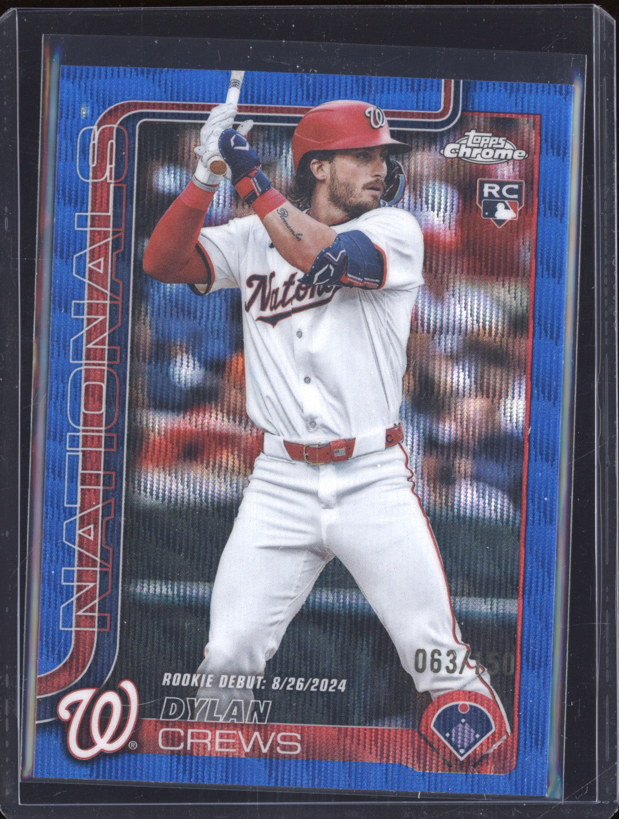 Dylan Crews 2025 Topps Chrome Update USC190 Blue Wave RC /150