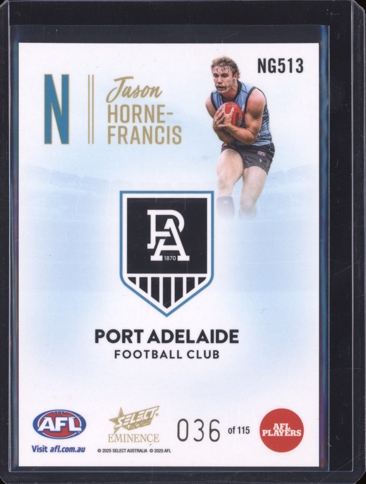 2025 AFL Select Eminence Nameplate NG513 Jason Horne-Francis 036/115