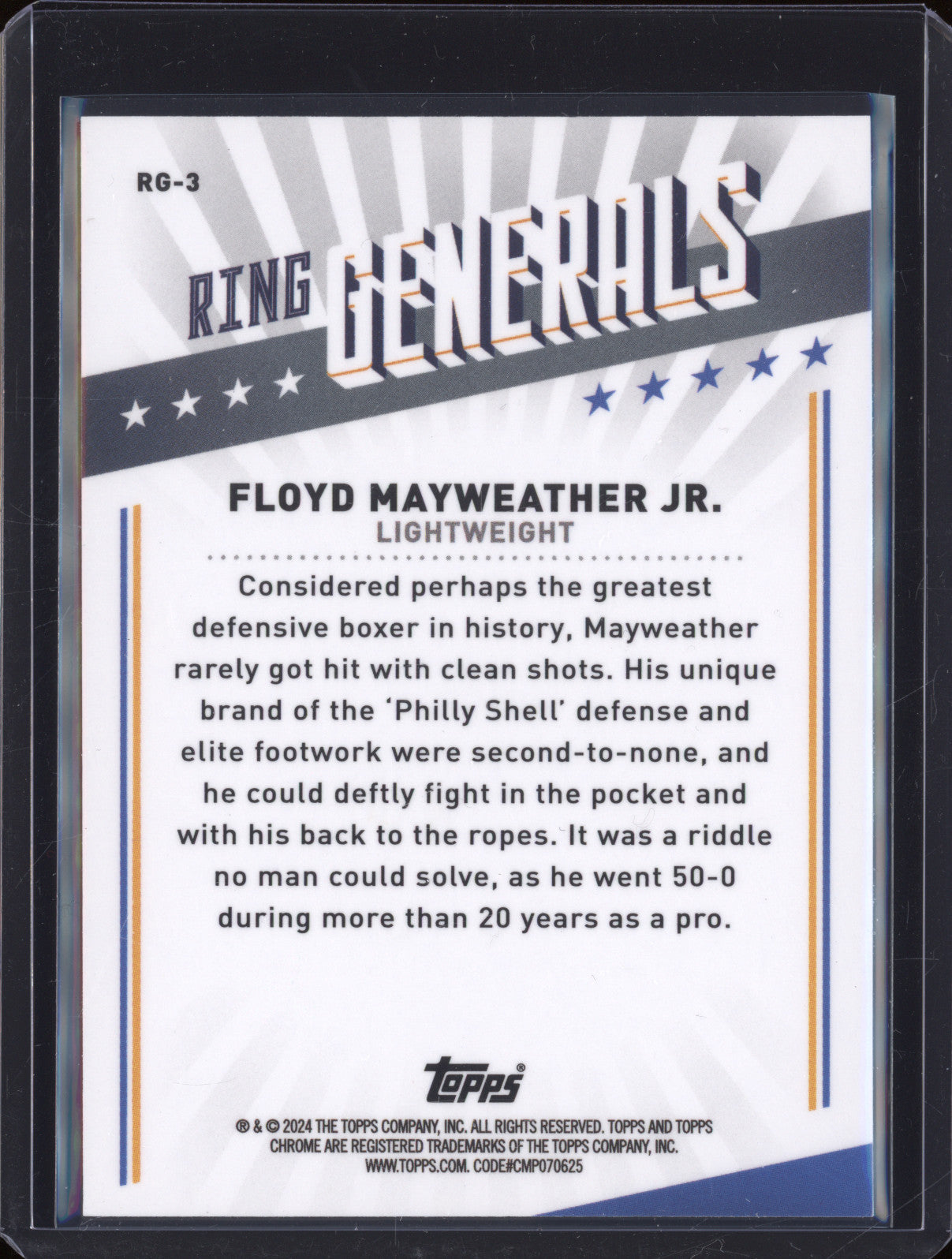 Floyd Mayweather Jr 2024-25 Topps Boxing Chrome RG-3 Ring Generals