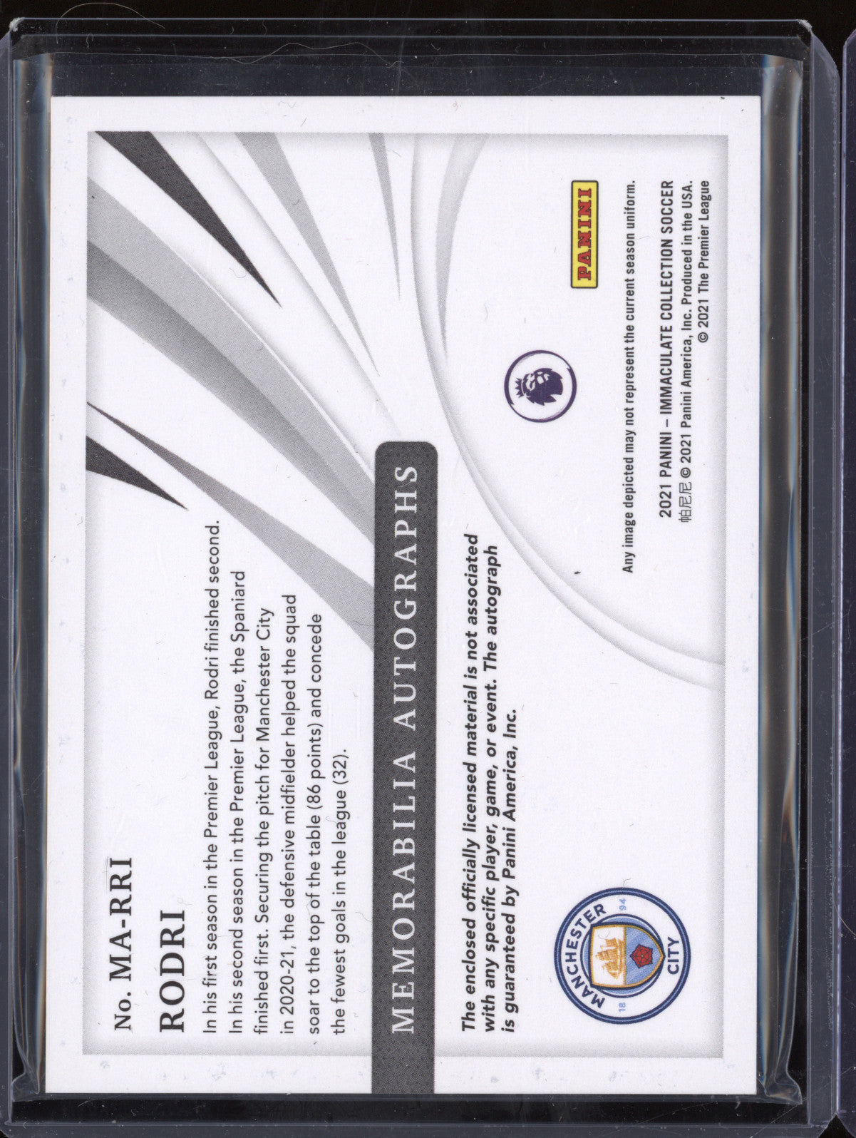 Rodri 2021 Panini Immaculate MA-RRI Memorabilia Auto Sapphire 9/25