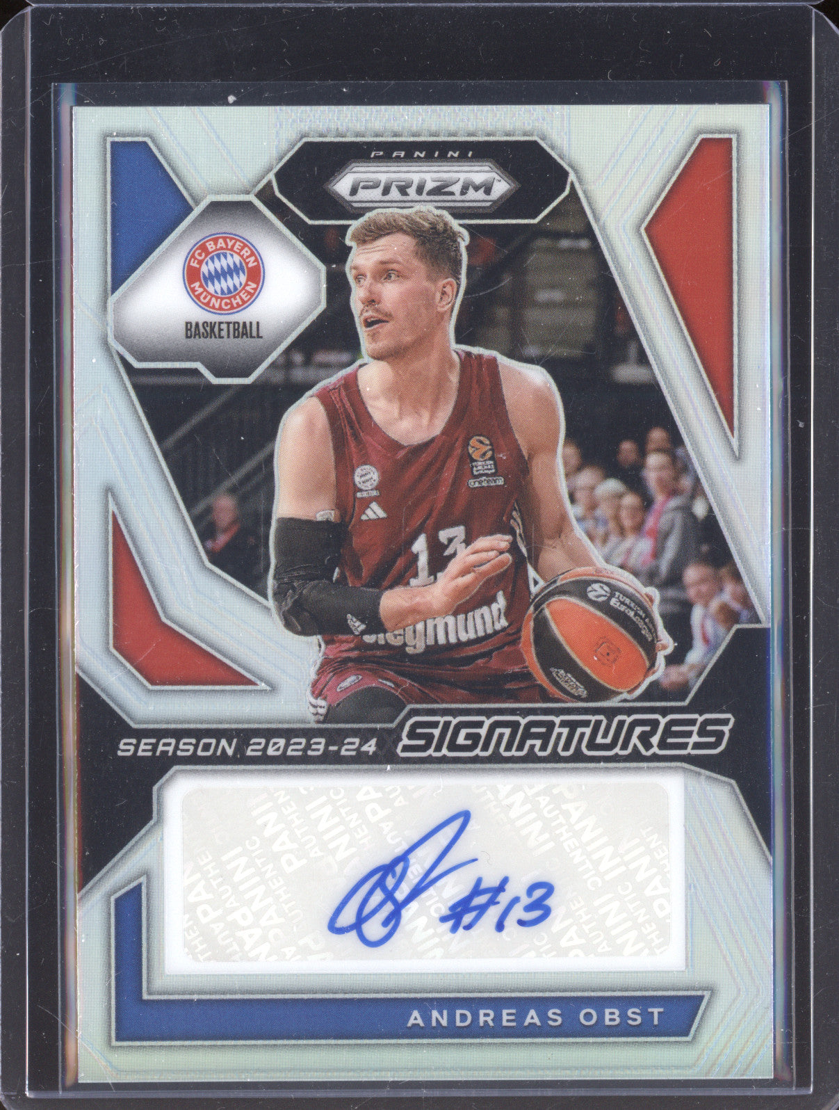 Andreas Obst 2023-24 Panini Prizm EuroLeague SI-OBS Signatures Silver