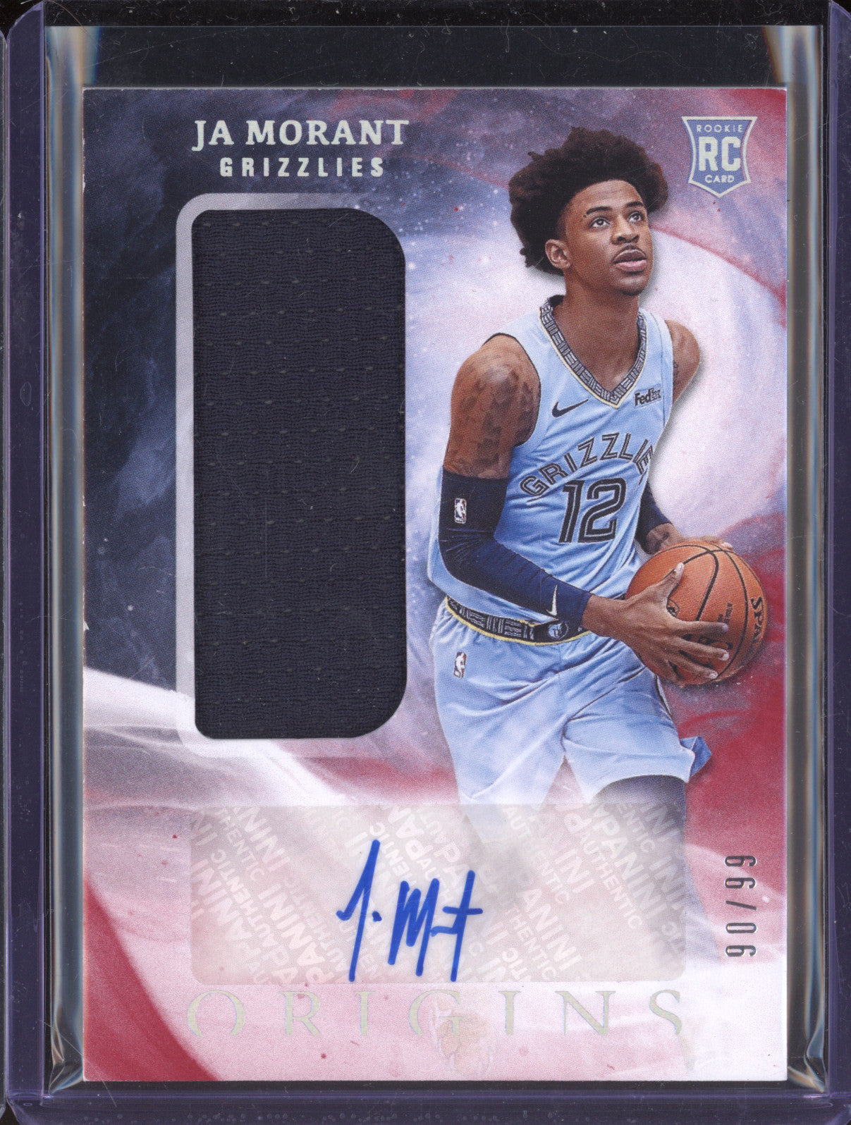 Ja Morant 2019-20 Panini Origins 153 Rookie Patch Auto Red RC 90/99