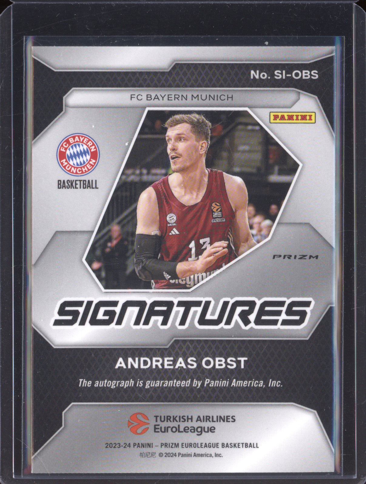 Andreas Obst 2023-24 Panini Prizm EuroLeague SI-OBS Signatures Silver