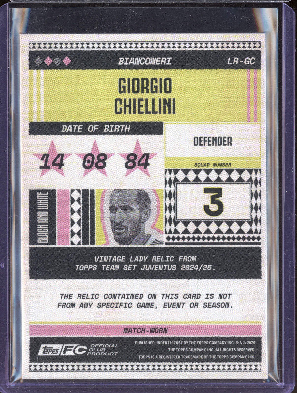 Giorgio Chiellini 2024-25 Topps Team Set Juventus FC LR-GC Vintage Lady Relic
