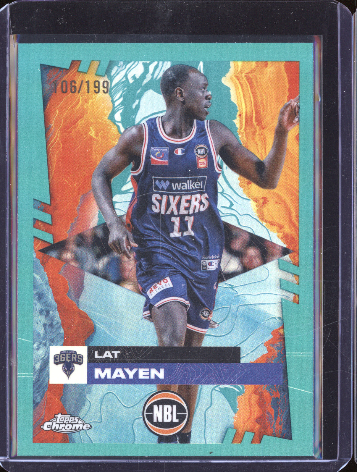 Lat Mayen 2024 Topps Chrome NBL 7 Aqua Refractor 106/199