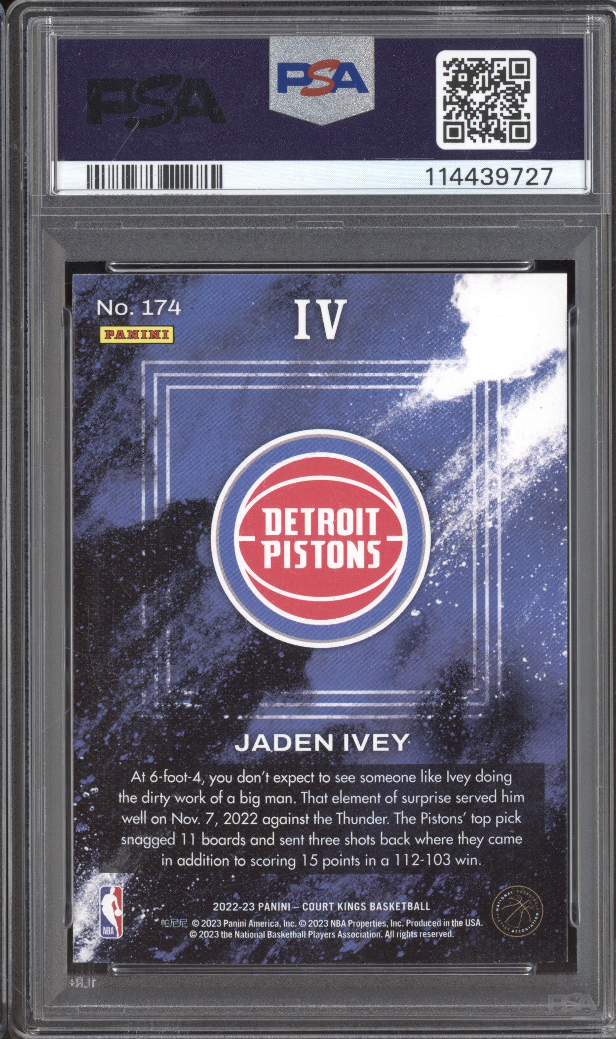 Jaden Ivey 2022-23 Panini Court Kings 174 IV RC PSA 9