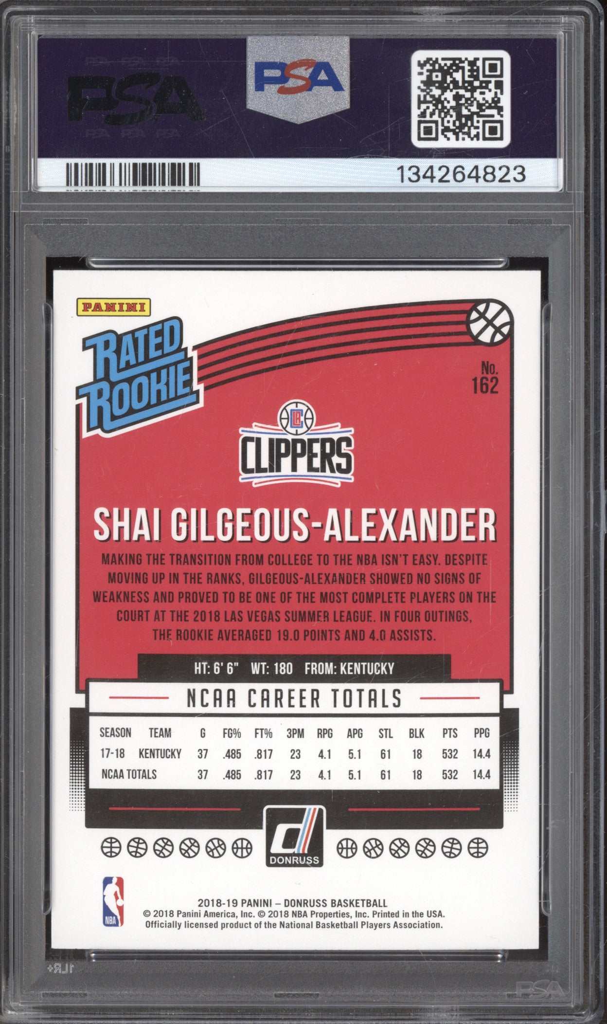 2018-19 Panini Donruss 162 Shai Gilgeous-Alexander RC PSA 9
