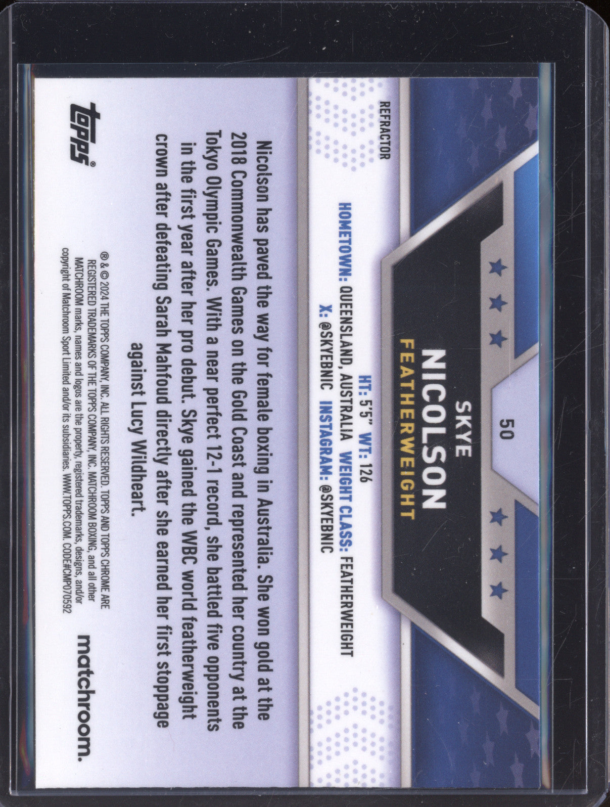 Skye Nicolson 2024-25 Topps Boxing Chrome 50 Silver